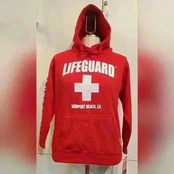 NWT Popularity Products Licensed Red Unisex Lifeguard Hoodie Hooded Sweatshirt - Picture 3 of 12